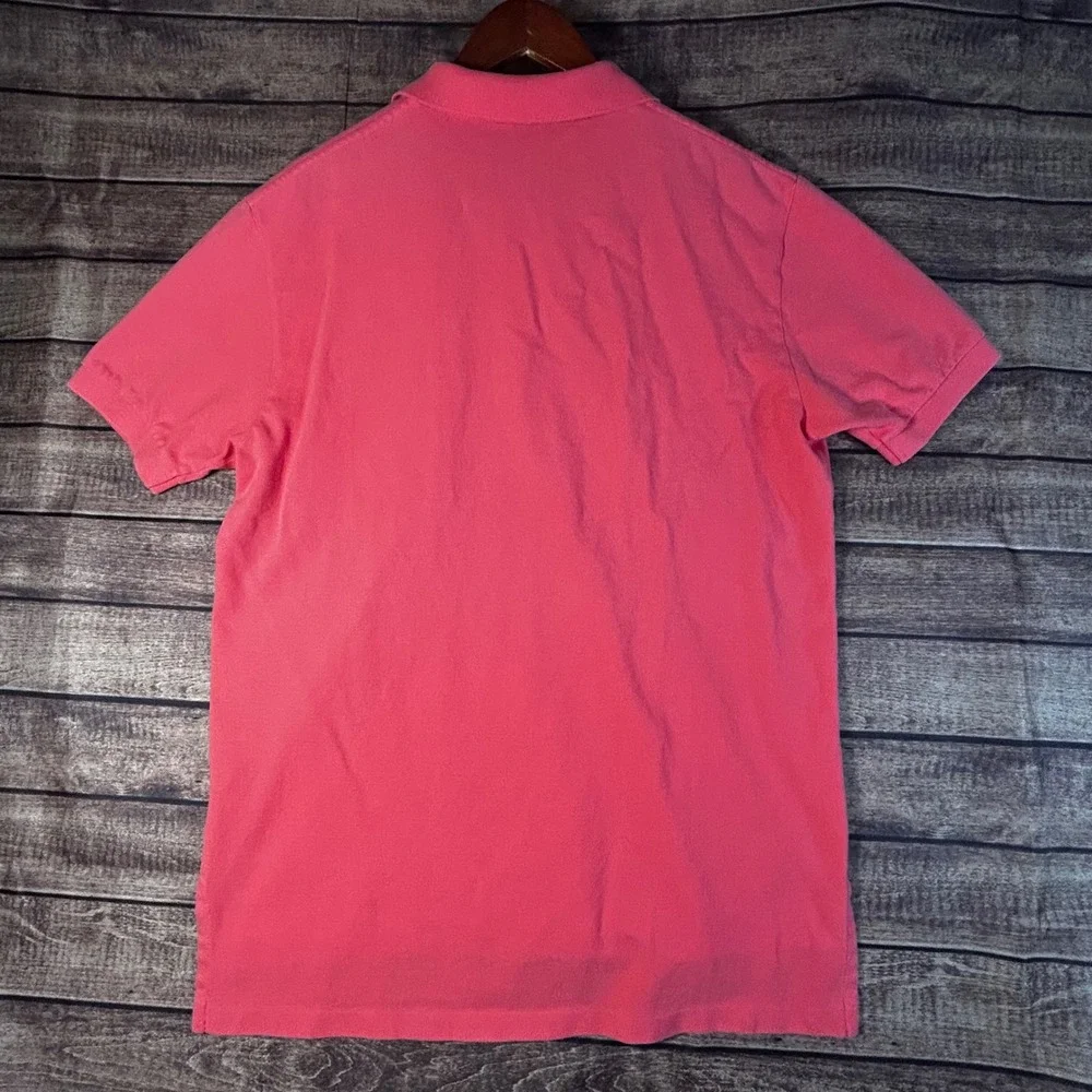 Polo Ralph Lauren Mens Coral Pink Short Sleeve Pique Polo Shirt Green Pony L